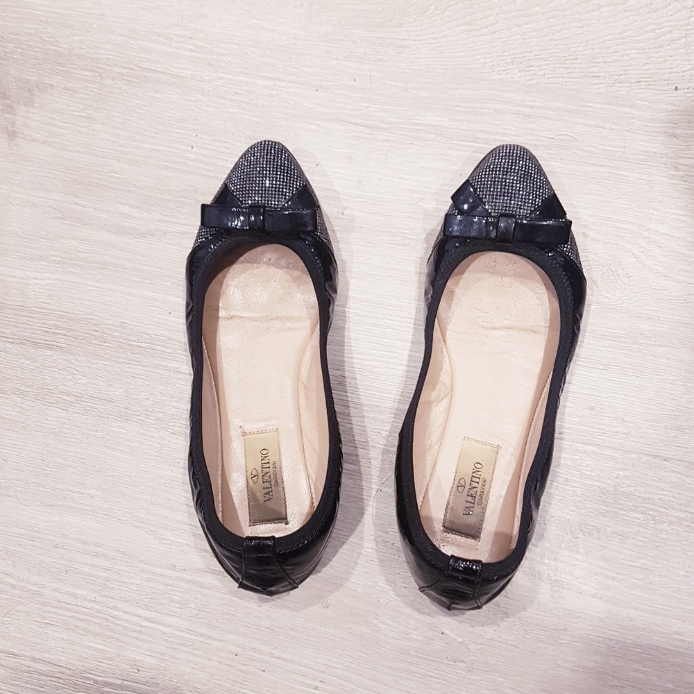Valentino leather crystal bow ballet flats - Picture 3 of 6